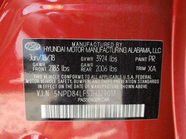 Photo 9 VIN: 5NPD84LF5JH379017 - HYUNDAI ELANTRA SE 