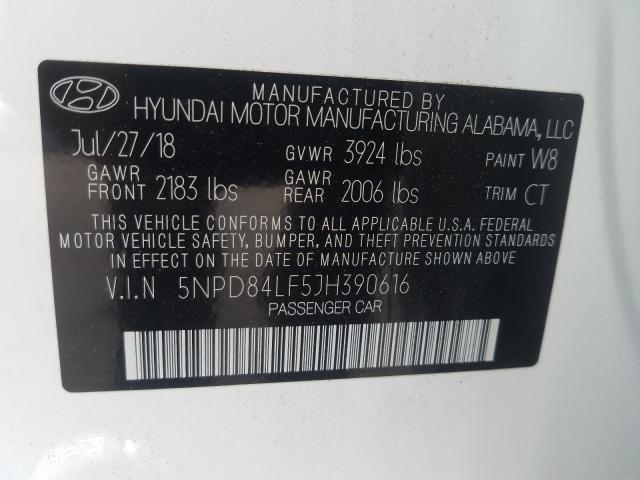 Photo 9 VIN: 5NPD84LF5JH390616 - HYUNDAI ELANTRA SE 