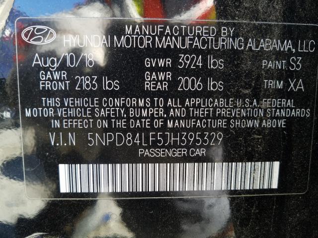 Photo 9 VIN: 5NPD84LF5JH395329 - HYUNDAI ELANTRA 