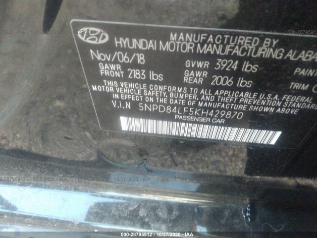 Photo 8 VIN: 5NPD84LF5KH429870 - HYUNDAI ELANTRA 