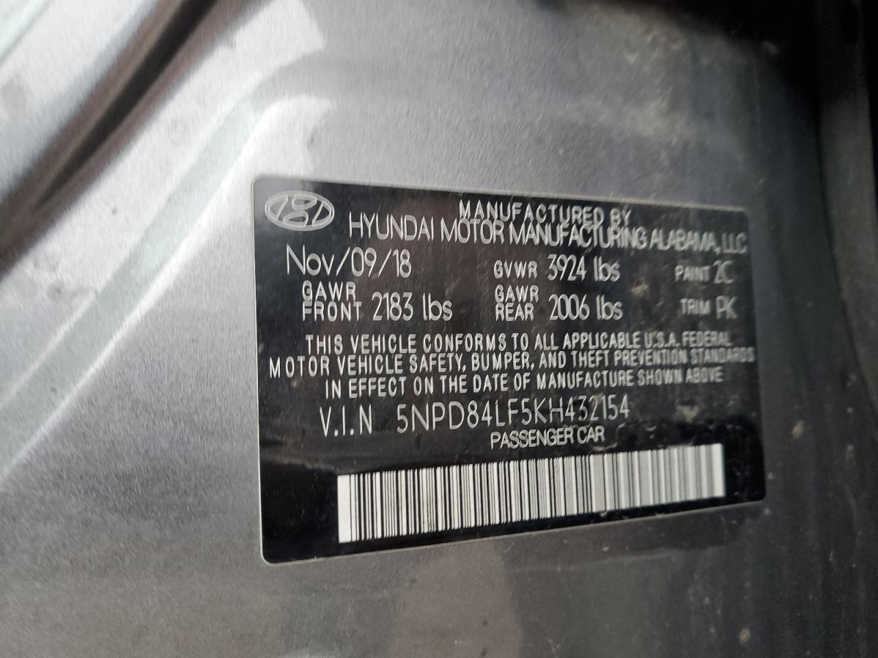 Photo 11 VIN: 5NPD84LF5KH432154 - HYUNDAI ELANTRA 