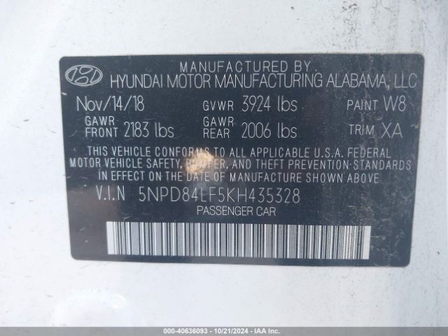 Photo 8 VIN: 5NPD84LF5KH435328 - HYUNDAI ELANTRA 