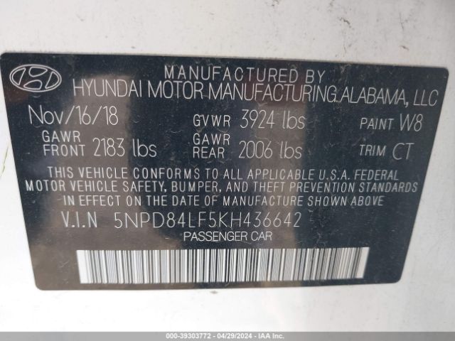 Photo 8 VIN: 5NPD84LF5KH436642 - HYUNDAI ELANTRA 