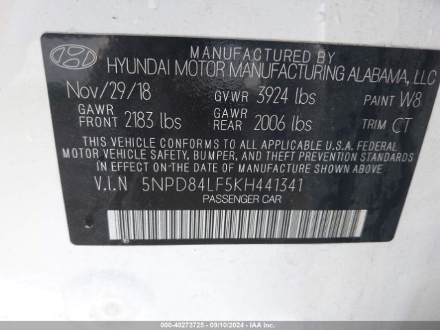 Photo 8 VIN: 5NPD84LF5KH441341 - HYUNDAI ELANTRA 