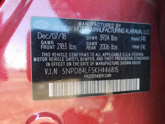 Photo 9 VIN: 5NPD84LF5KH446815 - HYUNDAI ELANTRA SE 