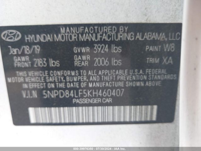 Photo 8 VIN: 5NPD84LF5KH460407 - HYUNDAI ELANTRA 