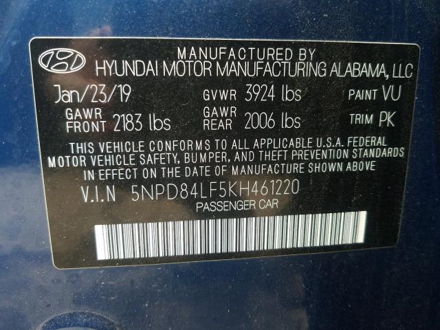 Photo 9 VIN: 5NPD84LF5KH461220 - HYUNDAI ELANTRA SE 