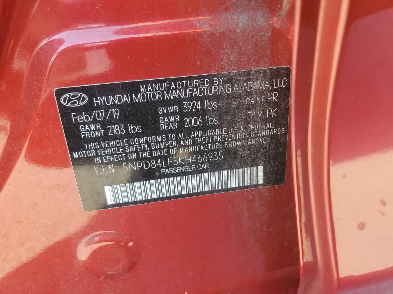 Photo 11 VIN: 5NPD84LF5KH466935 - HYUNDAI ELANTRA 