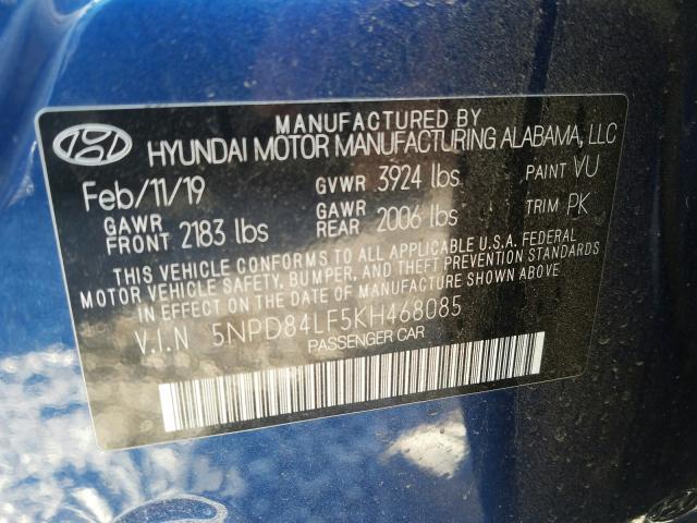 Photo 9 VIN: 5NPD84LF5KH468085 - HYUNDAI ELANTRA SE 