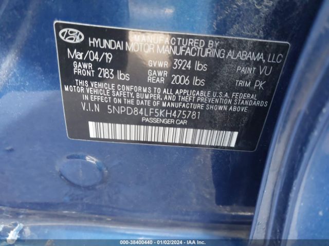 Photo 8 VIN: 5NPD84LF5KH475781 - HYUNDAI ELANTRA 