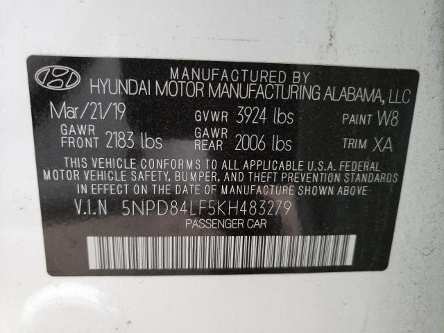 Photo 9 VIN: 5NPD84LF5KH483279 - HYUNDAI ELANTRA SE 