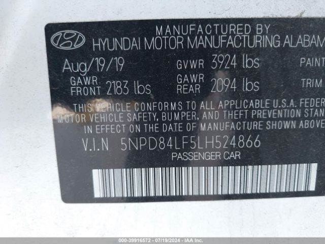 Photo 8 VIN: 5NPD84LF5LH524866 - HYUNDAI ELANTRA 