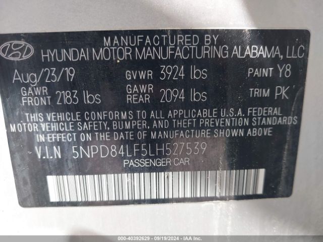 Photo 8 VIN: 5NPD84LF5LH527539 - HYUNDAI ELANTRA 