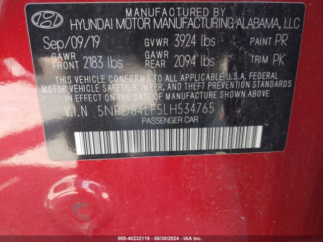 Photo 8 VIN: 5NPD84LF5LH534765 - HYUNDAI ELANTRA 