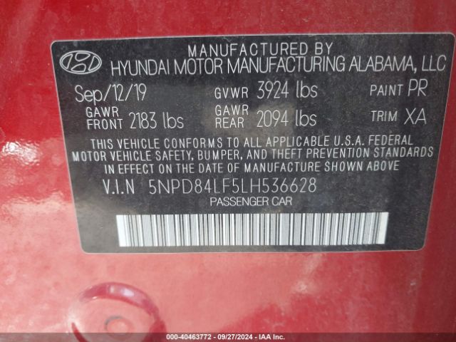 Photo 8 VIN: 5NPD84LF5LH536628 - HYUNDAI ELANTRA 