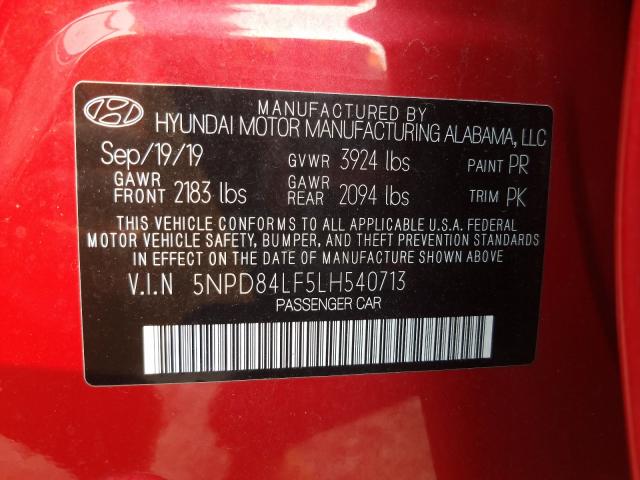 Photo 9 VIN: 5NPD84LF5LH540713 - HYUNDAI ELANTRA SE 