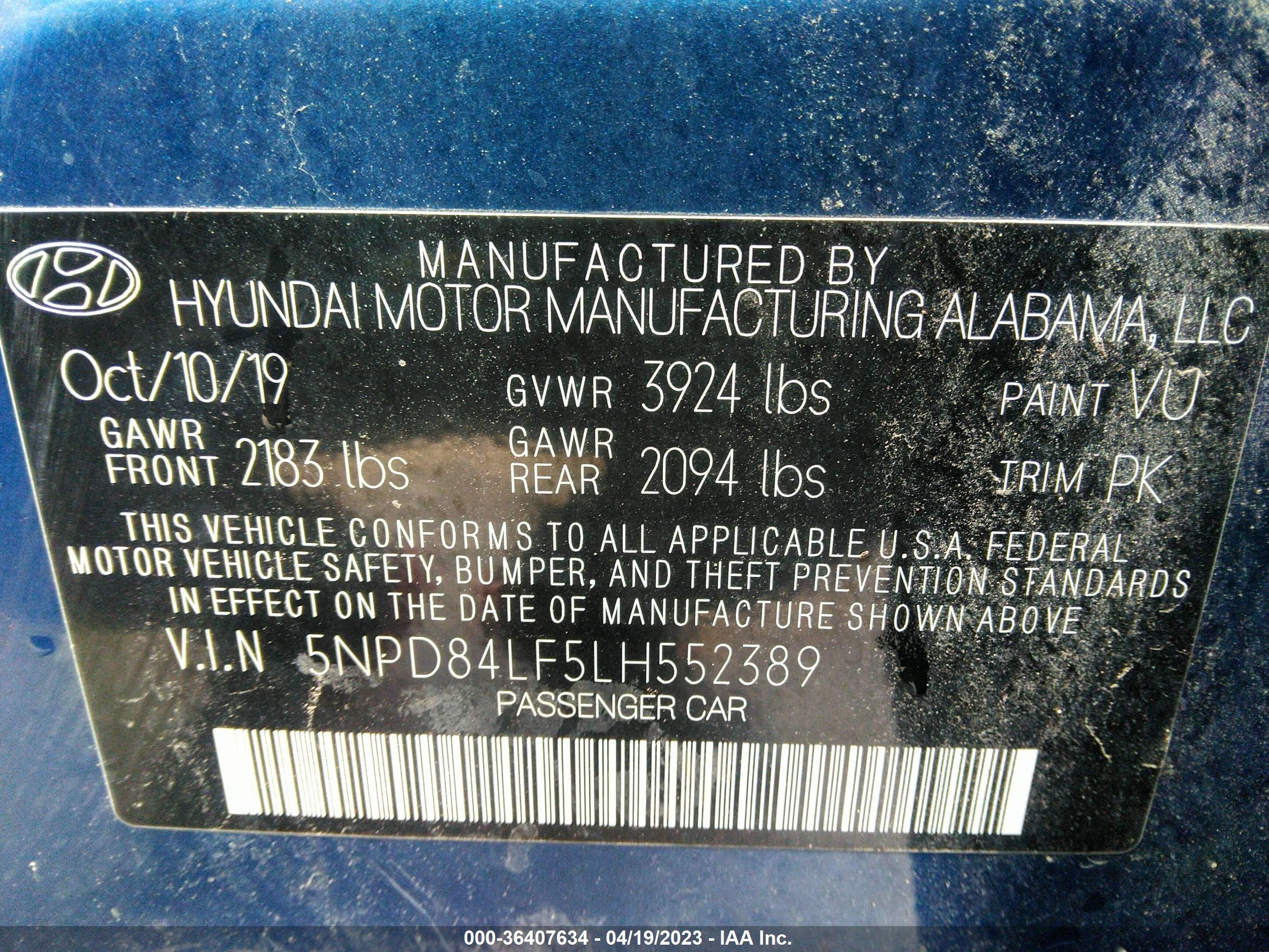 Photo 8 VIN: 5NPD84LF5LH552389 - HYUNDAI ELANTRA 