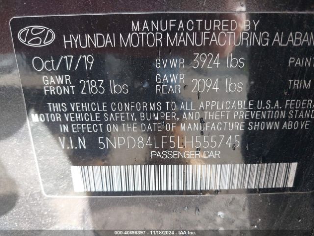 Photo 8 VIN: 5NPD84LF5LH555745 - HYUNDAI ELANTRA 