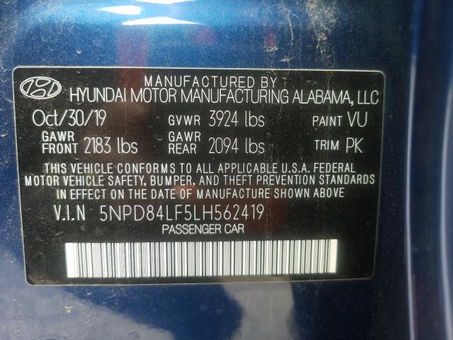 Photo 9 VIN: 5NPD84LF5LH562419 - HYUNDAI ELANTRA SE 