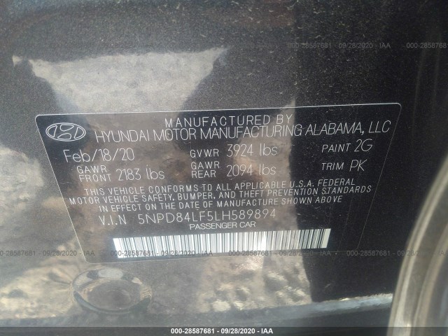 Photo 8 VIN: 5NPD84LF5LH589894 - HYUNDAI ELANTRA 