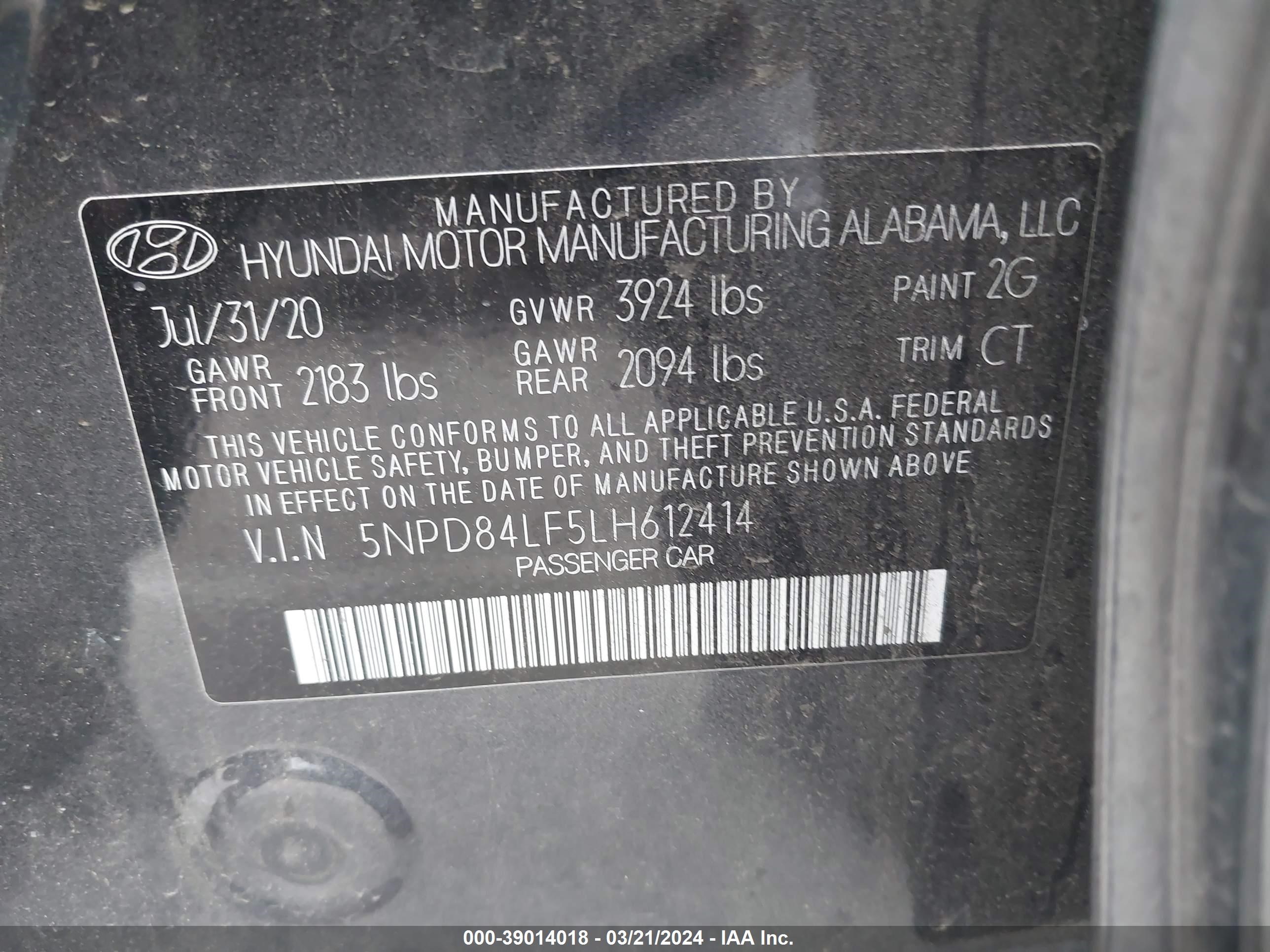 Photo 8 VIN: 5NPD84LF5LH612414 - HYUNDAI ELANTRA 