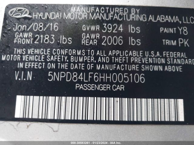 Photo 8 VIN: 5NPD84LF6HH005106 - HYUNDAI ELANTRA 