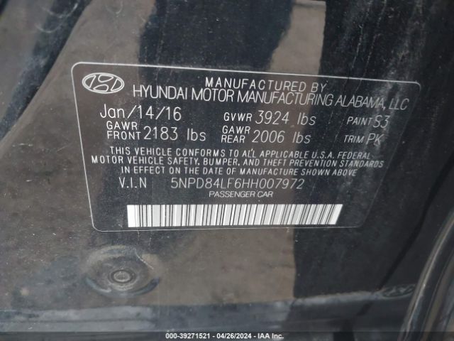 Photo 8 VIN: 5NPD84LF6HH007972 - HYUNDAI ELANTRA 