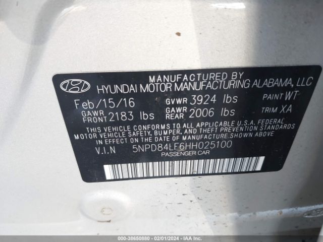 Photo 8 VIN: 5NPD84LF6HH025100 - HYUNDAI ELANTRA 