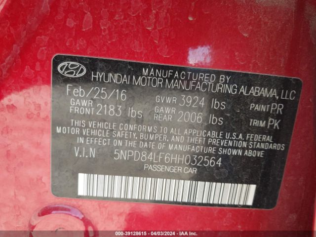 Photo 8 VIN: 5NPD84LF6HH032564 - HYUNDAI ELANTRA 