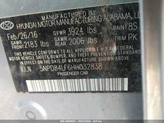 Photo 8 VIN: 5NPD84LF6HH032838 - HYUNDAI ELANTRA 