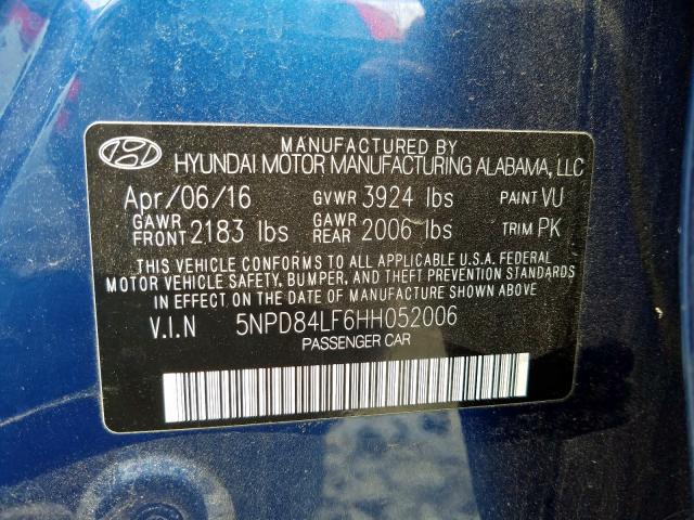 Photo 9 VIN: 5NPD84LF6HH052006 - HYUNDAI ELANTRA 