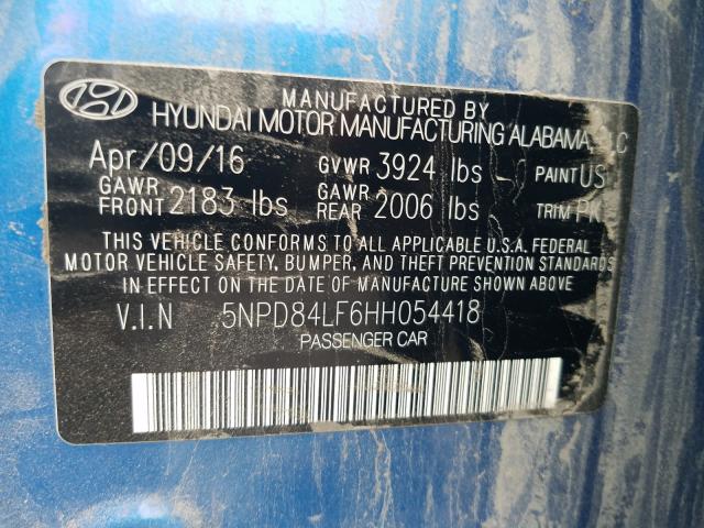 Photo 9 VIN: 5NPD84LF6HH054418 - HYUNDAI ELANTRA SE 