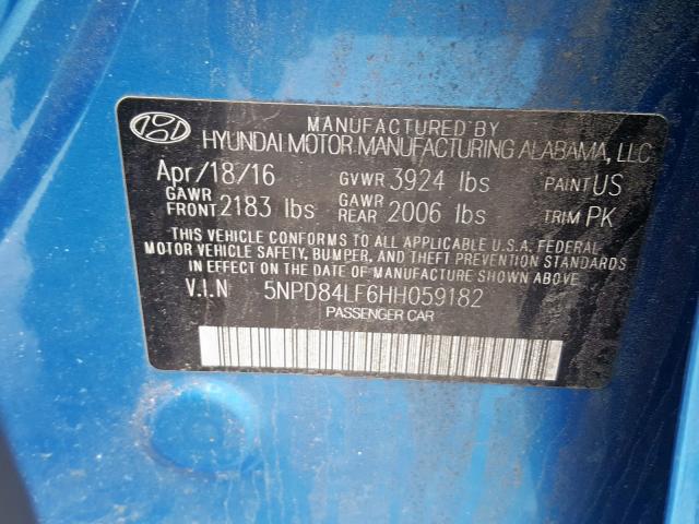 Photo 9 VIN: 5NPD84LF6HH059182 - HYUNDAI ELANTRA 