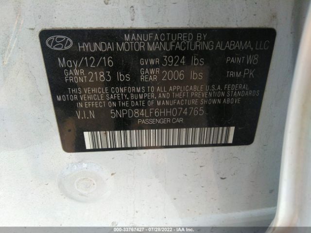 Photo 8 VIN: 5NPD84LF6HH074765 - HYUNDAI ELANTRA 