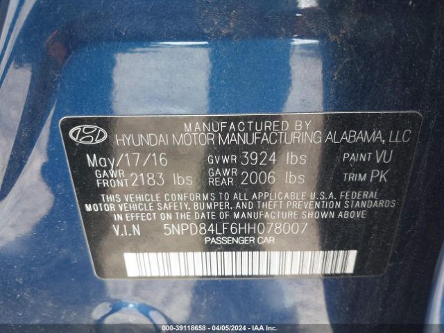 Photo 8 VIN: 5NPD84LF6HH078007 - HYUNDAI ELANTRA 