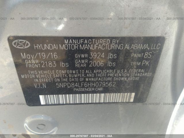 Photo 8 VIN: 5NPD84LF6HH079562 - HYUNDAI ELANTRA 