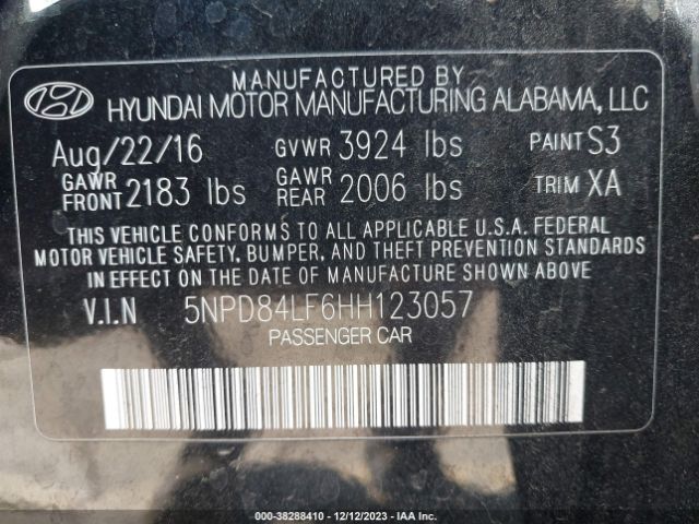 Photo 8 VIN: 5NPD84LF6HH123057 - HYUNDAI ELANTRA 