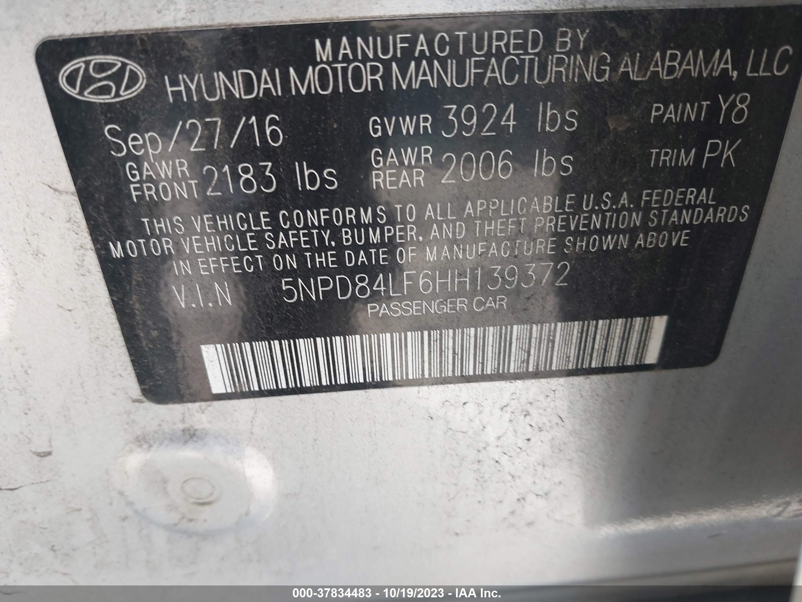 Photo 8 VIN: 5NPD84LF6HH139372 - HYUNDAI ELANTRA 