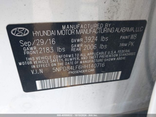 Photo 8 VIN: 5NPD84LF6HH140716 - HYUNDAI ELANTRA 