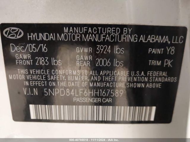 Photo 8 VIN: 5NPD84LF6HH167589 - HYUNDAI ELANTRA 