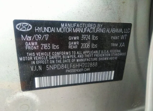 Photo 8 VIN: 5NPD84LF6HH202888 - HYUNDAI ELANTRA 