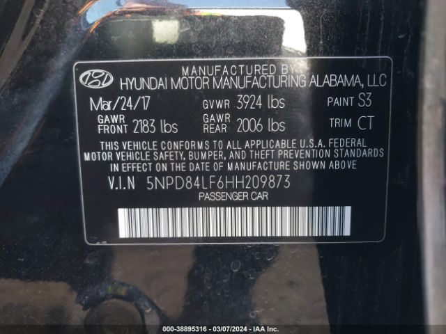 Photo 8 VIN: 5NPD84LF6HH209873 - HYUNDAI ELANTRA 