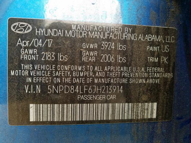 Photo 9 VIN: 5NPD84LF6JH213914 - HYUNDAI ELANTRA SE 