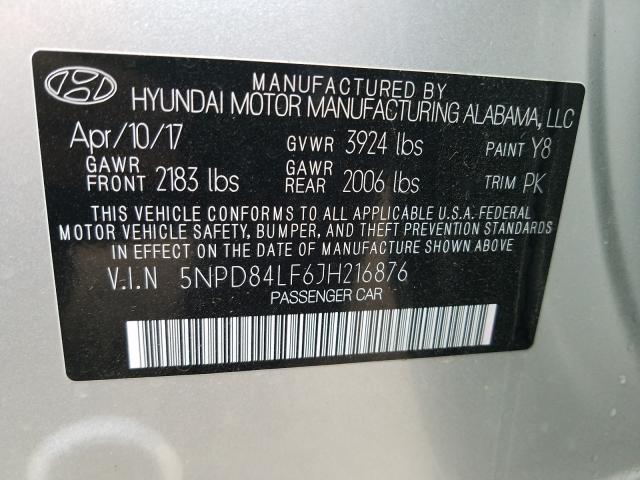 Photo 9 VIN: 5NPD84LF6JH216876 - HYUNDAI ELANTRA SE 