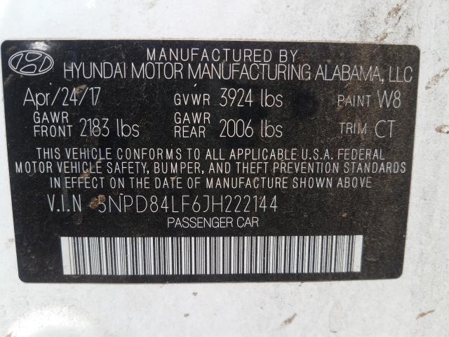 Photo 9 VIN: 5NPD84LF6JH222144 - HYUNDAI ELANTRA SE 