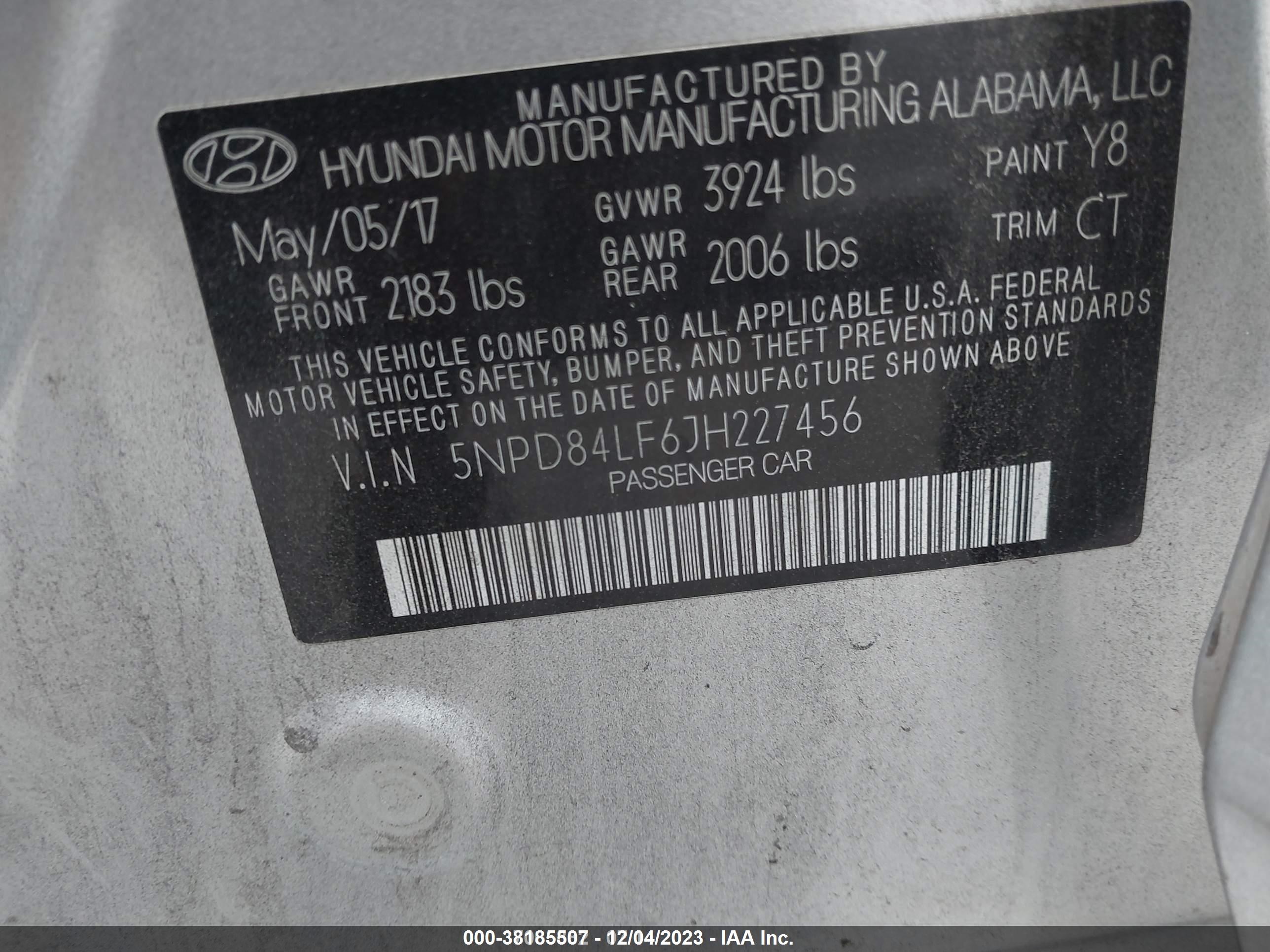 Photo 8 VIN: 5NPD84LF6JH227456 - HYUNDAI ELANTRA 