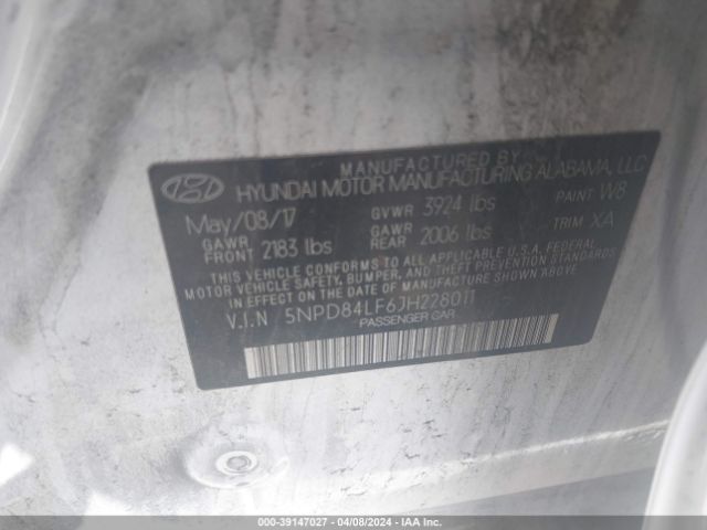 Photo 8 VIN: 5NPD84LF6JH228011 - HYUNDAI ELANTRA 