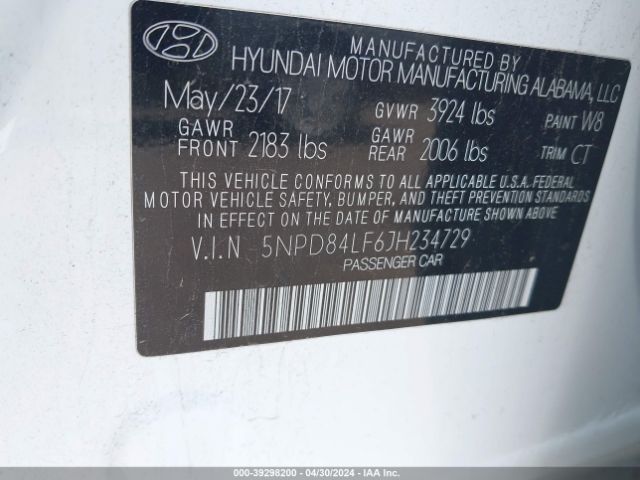 Photo 8 VIN: 5NPD84LF6JH234729 - HYUNDAI ELANTRA 