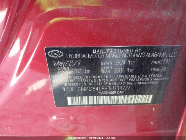 Photo 8 VIN: 5NPD84LF6JH234777 - HYUNDAI ELANTRA 