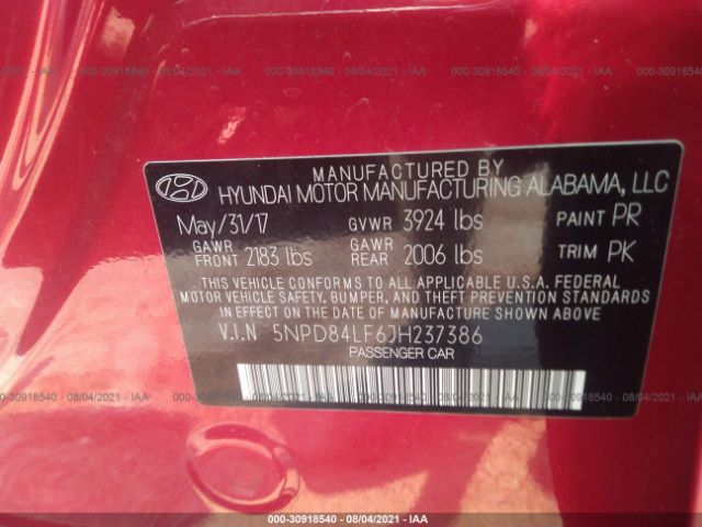 Photo 8 VIN: 5NPD84LF6JH237386 - HYUNDAI ELANTRA 